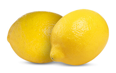 Fresh yellow lemons isolated on white. Citrus fruit