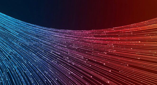 Abstract Curved Data Flow and Light Trails on Dark Background Futuristic Network Communication Loop