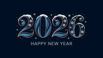 Artistic 2026 new year greeting with snowflakes and winter theme