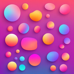 Abstract colorful gradient shapes on a vibrant purple background