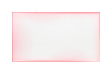 Transparent glossy glass panel with vivid red neon glow border on clear background modern futuristic luminous frame