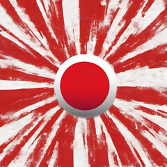 Japanese flag illustration with a red sun and radiating red lines