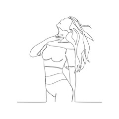 Minimalist Beauty Woman Neck Stretch Line Art Illustration