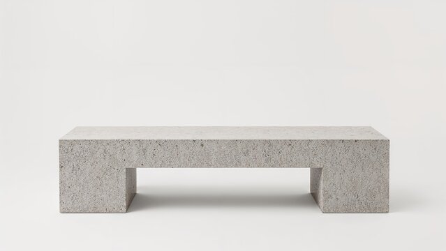 Plain concrete bench with a minimalist design. Modern and simple furniture piece. Elements of urban and contemporary style.