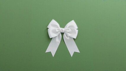 White bow on green background
