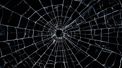 Close-up of a spider web with a black background.