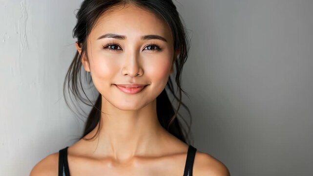 Serene Smile: A portrait of a woman radiating a tranquil smile, capturing the essence of grace and inner peace.