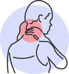 Woman experiencing discomfort and tension in the nape of the neck