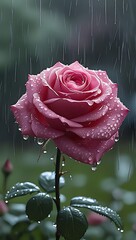 pink rose with water drops