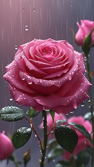 pink rose with water drops