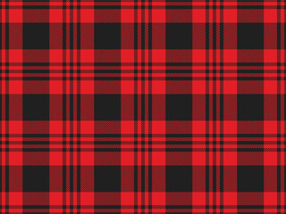 Buffalo tartan plaid seamless pattern, bright red black bold lumberjack plaid seamless background. Perfect bold check design for winter clothing, rustic themes and outdoor-inspired textiles