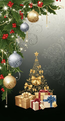 christmas tree with gift boxes