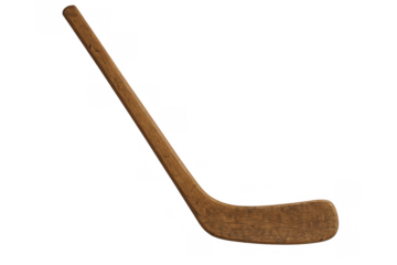 Vintage wooden ice hockey stick for sports equipment and professional competition with transparent background