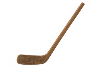 Wooden ice hockey stick isolated on transparent background, professional sports equipment for winter games