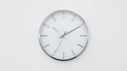 A wall clock showing the time with minute and second hands on a plain light background.