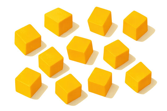 Yellow isometric geometric cubes pattern transparent background