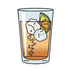 Ginger ale in glass with ice and lemon slice for Dry January challenge  