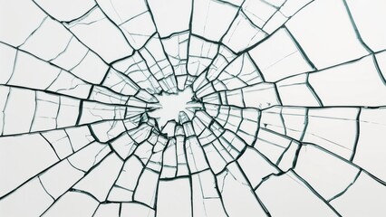 Obraz premium Cracked glass with a star-shaped pattern in the center.