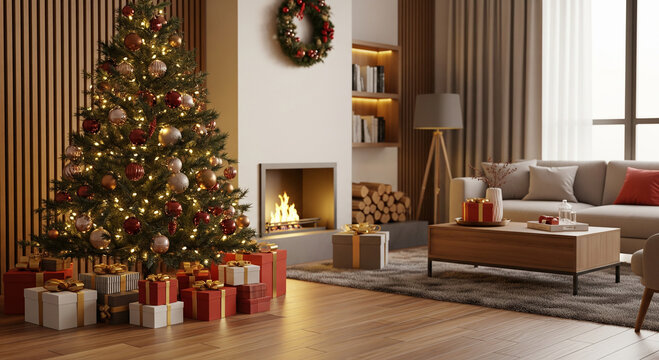 christmas tree in living room