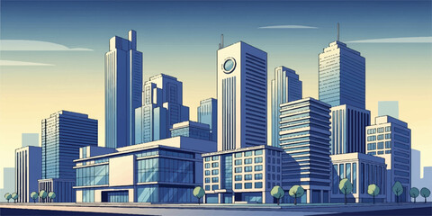Fototapeta premium Modern Building Illustration with Clean Geometry and Subtle Gradient Lighting
