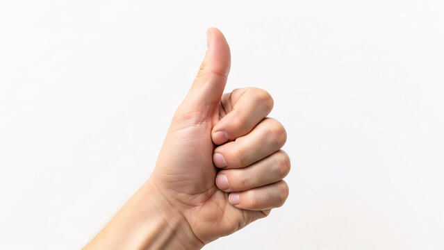 Expressing positivity and approval with a thumbs up gesture, conveying success and agreement metaphorically