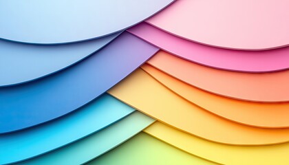 Abstract image of layered colorful paper in a wave pattern, creating a vibrant and dynamic background.