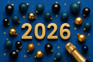 Festive celebration setup for welcoming the New Year 2026 with sparkling decorations and cheerful vibes