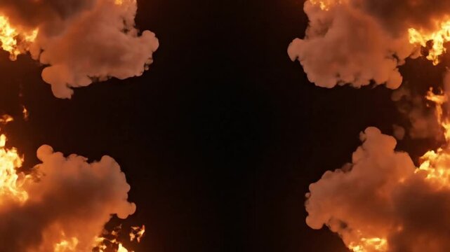 Cinematic Fireball Explosion with Thick Smoke