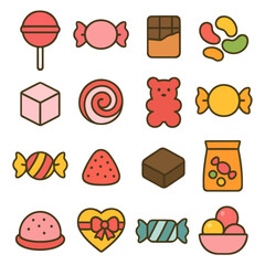 Sweet Assortment: A delightful collection of colorful candies, each a tiny treasure of sweetness, arranged in a vibrant array of flavors and forms. A sweet and tempting selection for any candy lover.
