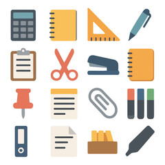 Stationery Elements: A collection of various stationery items like notepad, pens, scissors, and other essential office supplies, perfect for projects or any study activities.