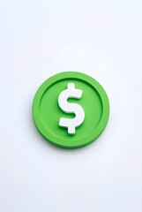 Obraz premium dollar money icon 3d rendering isolated on white background cartoon plastic style icon
