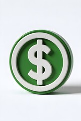 Obraz premium dollar money icon 3d rendering isolated on white background cartoon plastic style icon