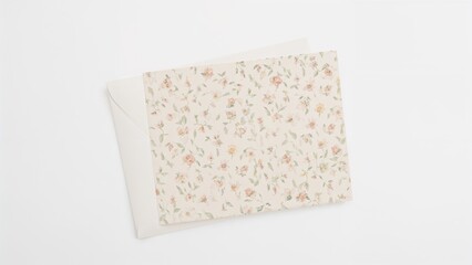 A floral patterned greeting card with a matching envelope, arranged on a white background.