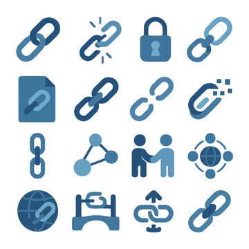 Seamless Connections: A collection of various chain and link symbols, each representing a crucial aspect of connectivity and unity. The vibrant blue hues enhance the visual appeal.