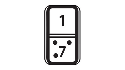 Domino card with the number one and seven dots on a white background, abstract representation of a game piece
