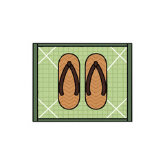 Zori sandals placed on tatami mat with a concept of Coming of Age Day  