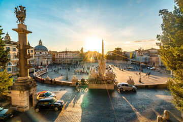 Plakat Stunning Sunset Over Piazza del Popolo in Rome, Italy