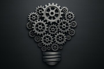 Light bulb with gears surrounding it. Concept of innovation and progress. The gears represent the different components that work together to create something new and groundbreaking