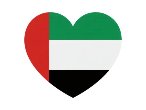 Show your Emirati pride with this patriotic heart featuring the UAE flag, perfect for national celebrations and cultural events
