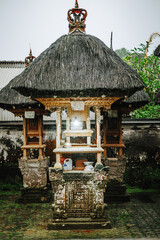 Balinese Hindu Temple Shrine in Rain