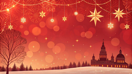 Obraz premium Christmas Decorations On A Festive Background With Golden Lights, Created Indoors During Winter, Showing A Holiday Concept For Seasonal Marketing, Retail Promotions, Greeting Cards, And Commercial Use