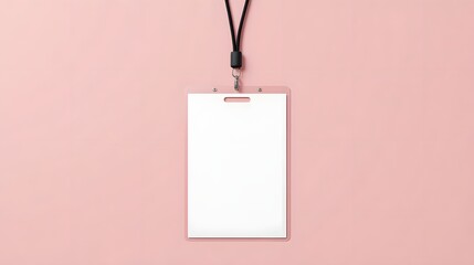 Stylish pink ID badge mockup ready for your design, perfect for conference branding or personalized name tag templates, a contemporary professional look