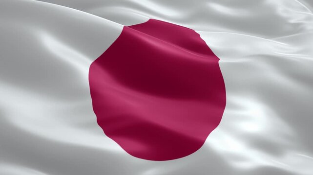 Waving japanese flag, a symbol of japan and its culture, representing the sun goddess amaterasu, national identity, patriotism, and international relations