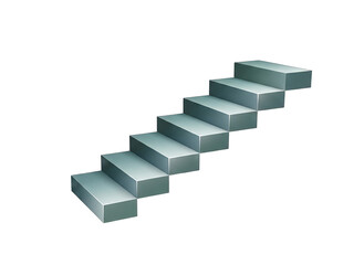 A Realistic 3D Rendered Staircase Ascending With Smooth Metallic Steps Against A Stark Black Background Isolated For Design Projects