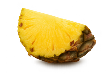 Fresh pineapple slice showing juicy texture transparent background