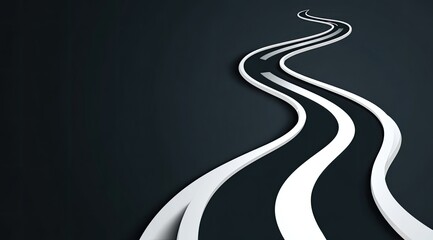 Abstract curved road graphic on a gradient dark background, journey concept