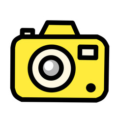 Yellow Digital Camera Icon – Flat Outline Vector