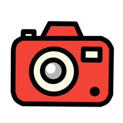 Red Digital Camera Icon – Flat Outline Vector