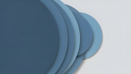 Several flat circles stacked slightly off-center, each a different shade of the same color, soft shadow between layers, minimal design