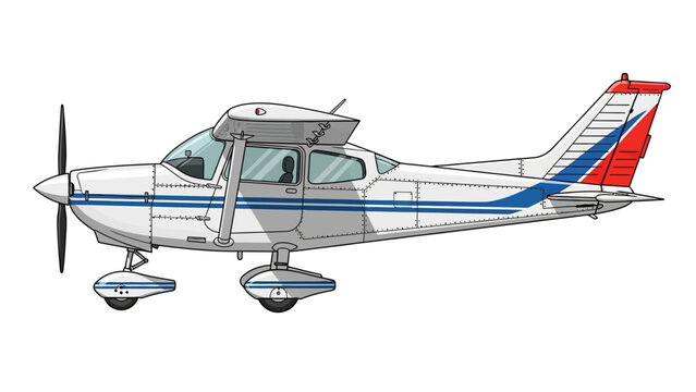 Cartoon Illustration of a Cessna Airplane Vector Image on White Background